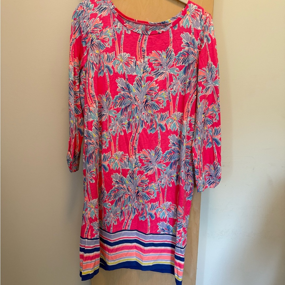 Lilly Pulitzer Vibrant Pink and Blue Tropical Dress